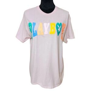Playboy Bunny Pink Short Sleeve Crew Neck T Shirt Women's Size Medium M